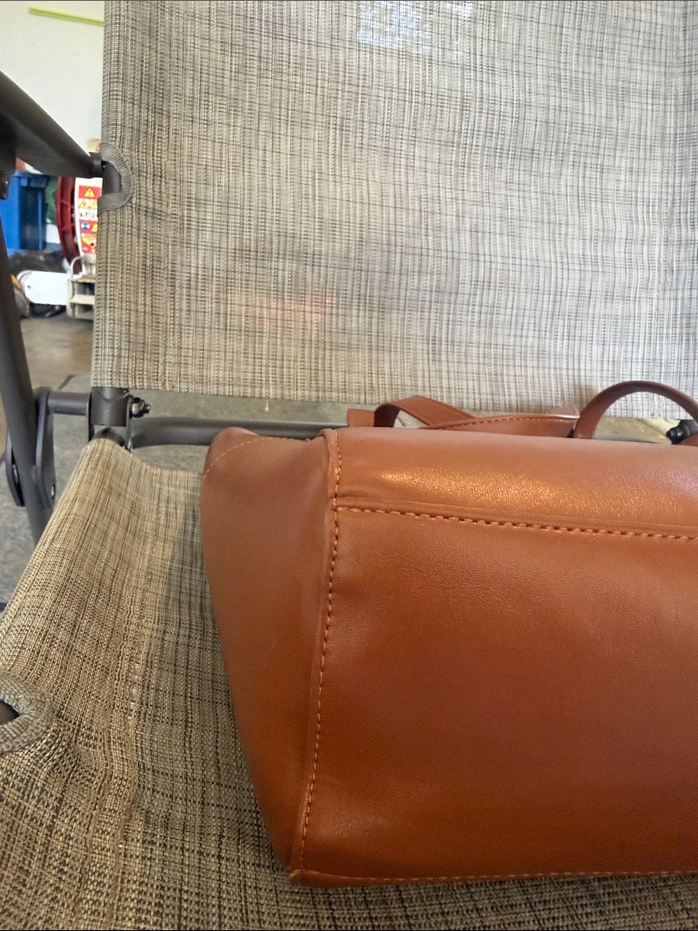 GAP Leather Tote in Warm Cognac Brown - Picture 6 of 11